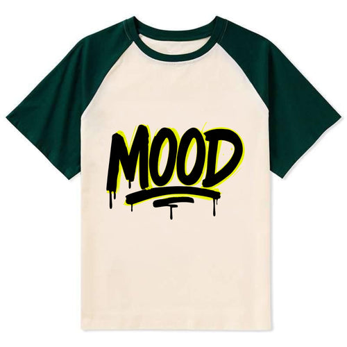 Bold typography design - MOOD - current state, feeling it - Contrast Raglan T-shirt
