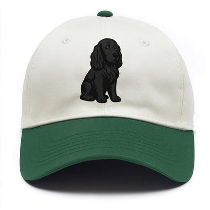Field Spaniel - Black silky coat embroidered pose - Two Tone Cap - Green