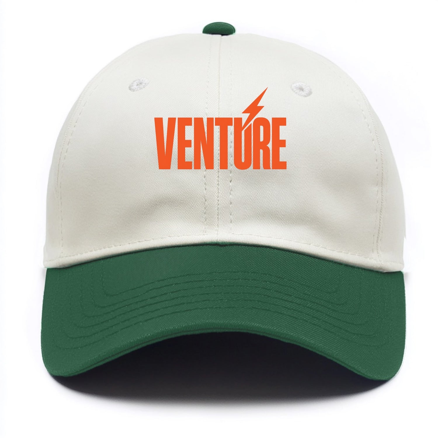 Bold typography design - "VENTURE" - taking risks, bold exploration - Two Tone Cap - Green