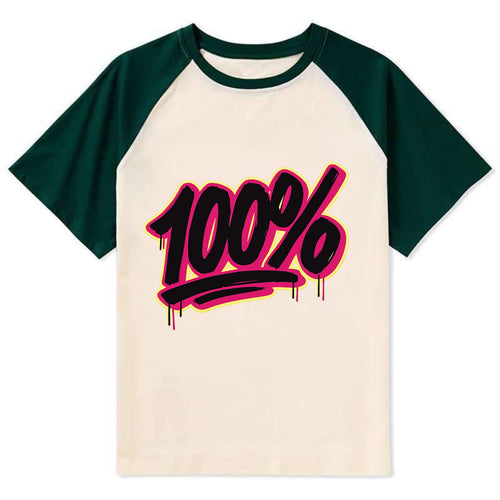 Bold typography design - 100% - all in, fully committed - Contrast Raglan T-shirt