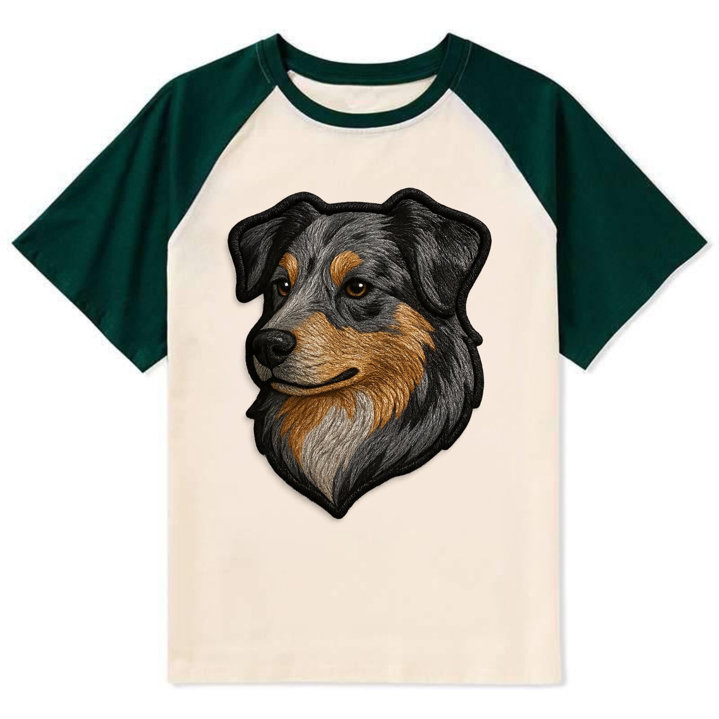 Australian Shepherd - Modern merle patte - Contrast Raglan T-shirt - Green