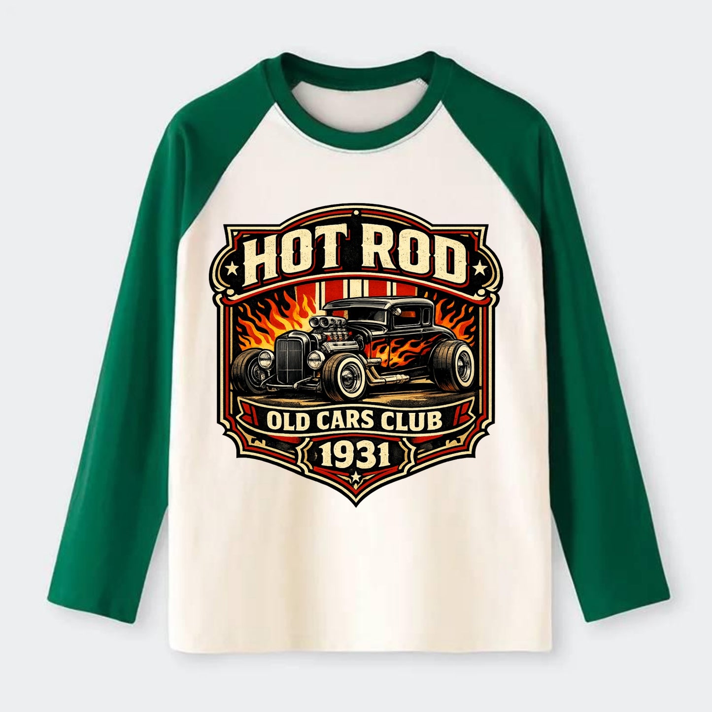 Hot Rod Club 1931 - Raglan Long Sleeve T-Shirt - Green