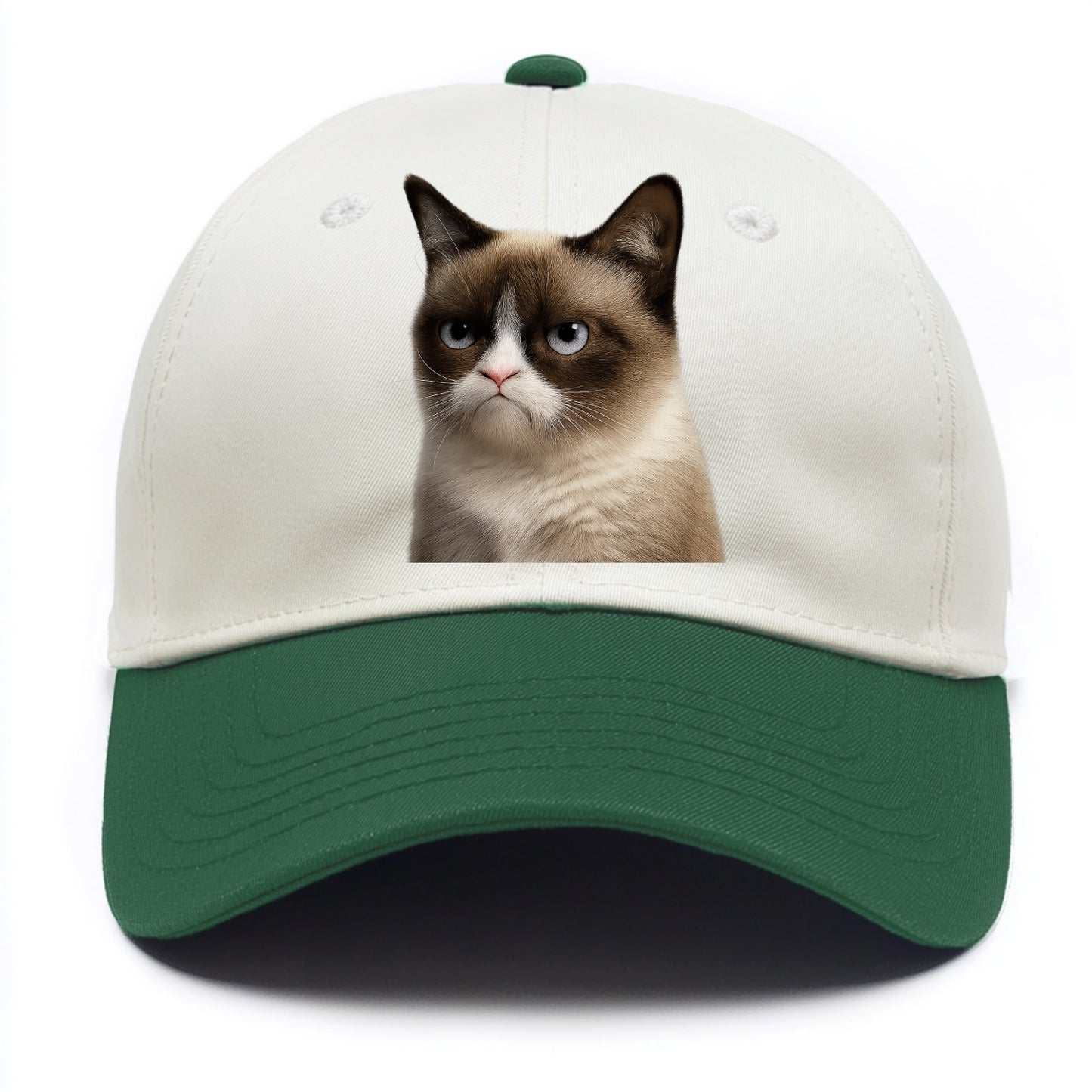 Grumpy Cat Expression  - Two Tone Cap - Green