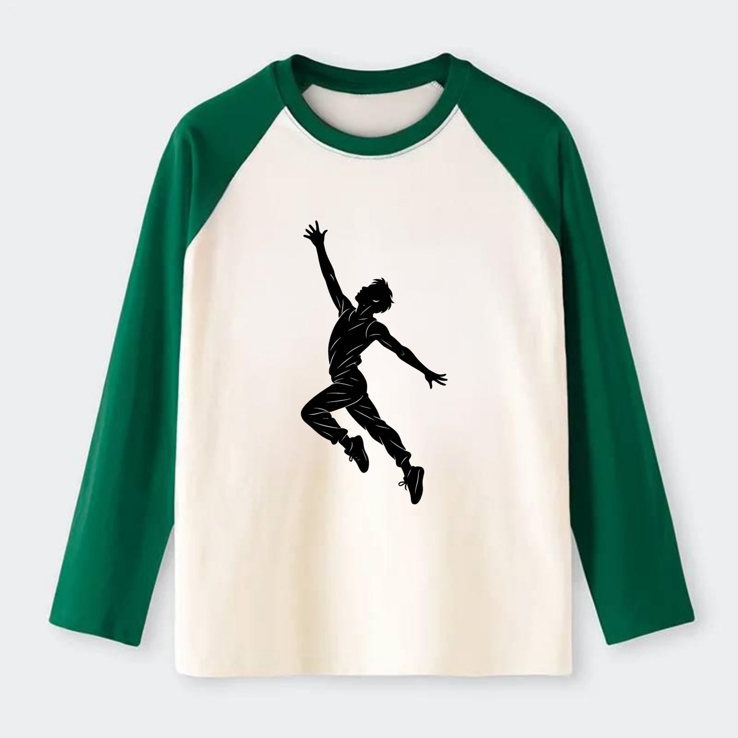 Modern dancer reaching skyward - Raglan Long Sleeve T-Shirt - Green