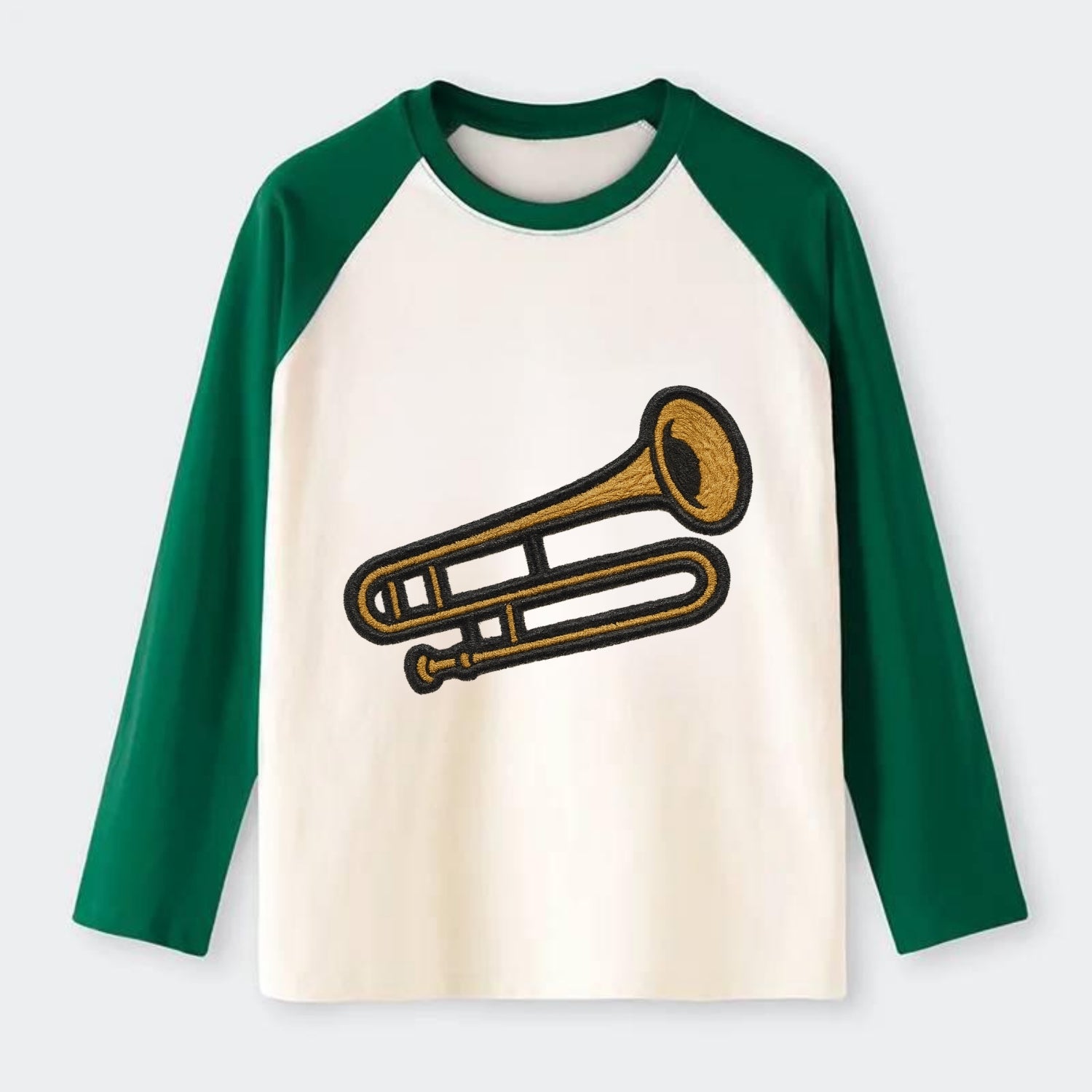 Trombone  - Raglan Long Sleeve T-Shirt - Green