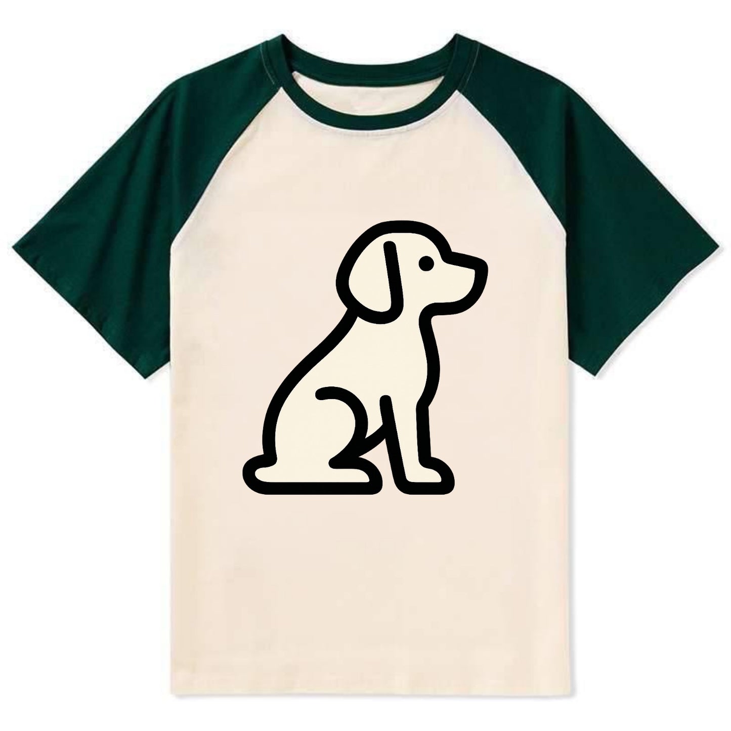 Beagle - Modern minimal sitting pose wit - Contrast Raglan T-shirt - Green