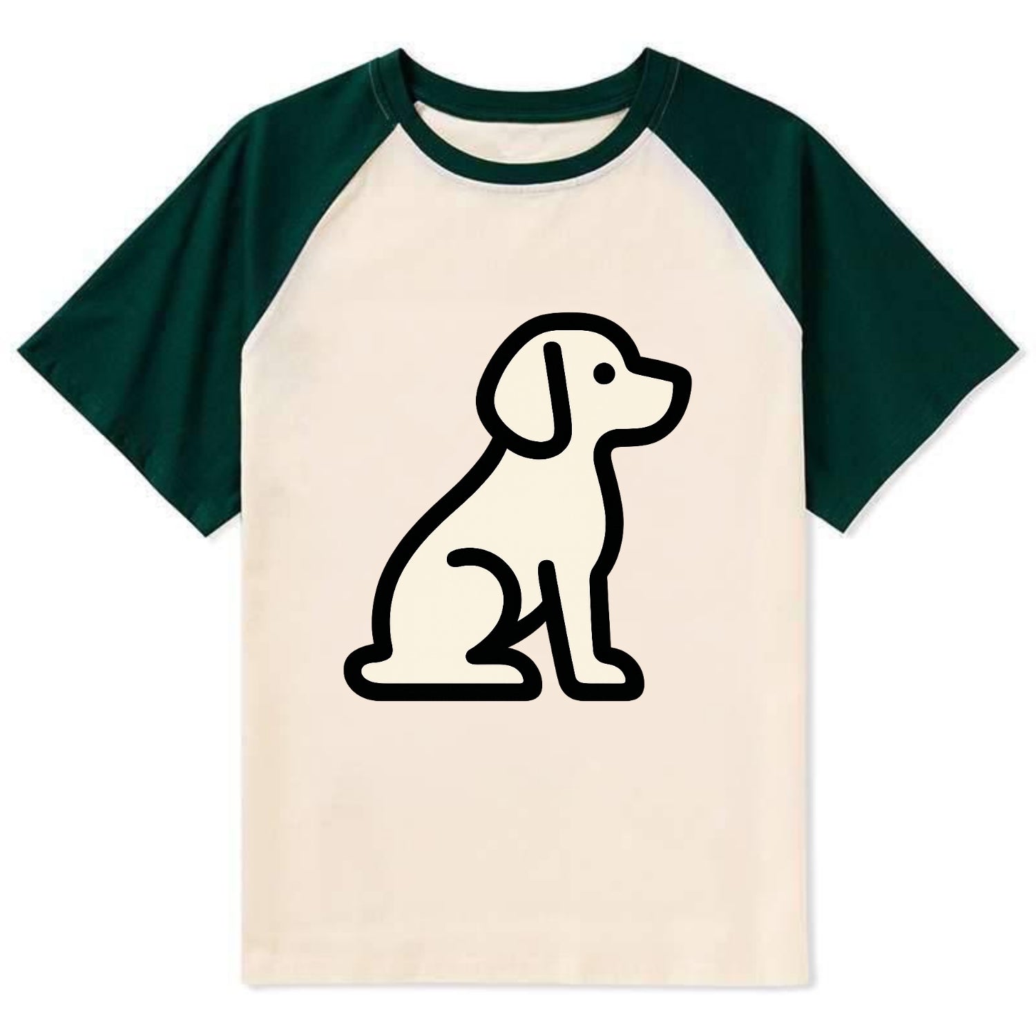 Beagle - Modern minimal sitting pose wit - Contrast Raglan T-shirt - Green