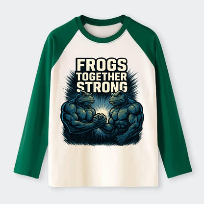 Frogs Together Strong 4 - Raglan Long Sleeve T-Shirt - Green