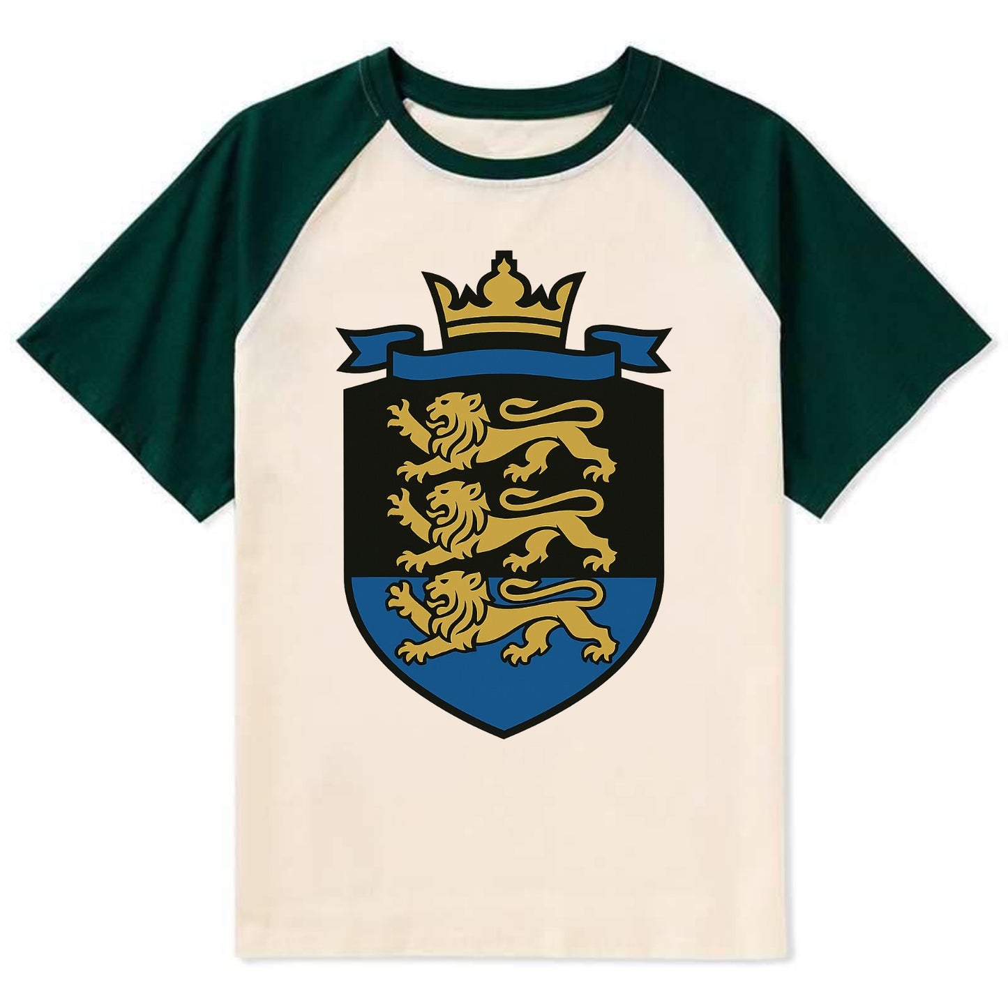 Estonia Royal Logo  - Contrast Raglan T-shirt - Green