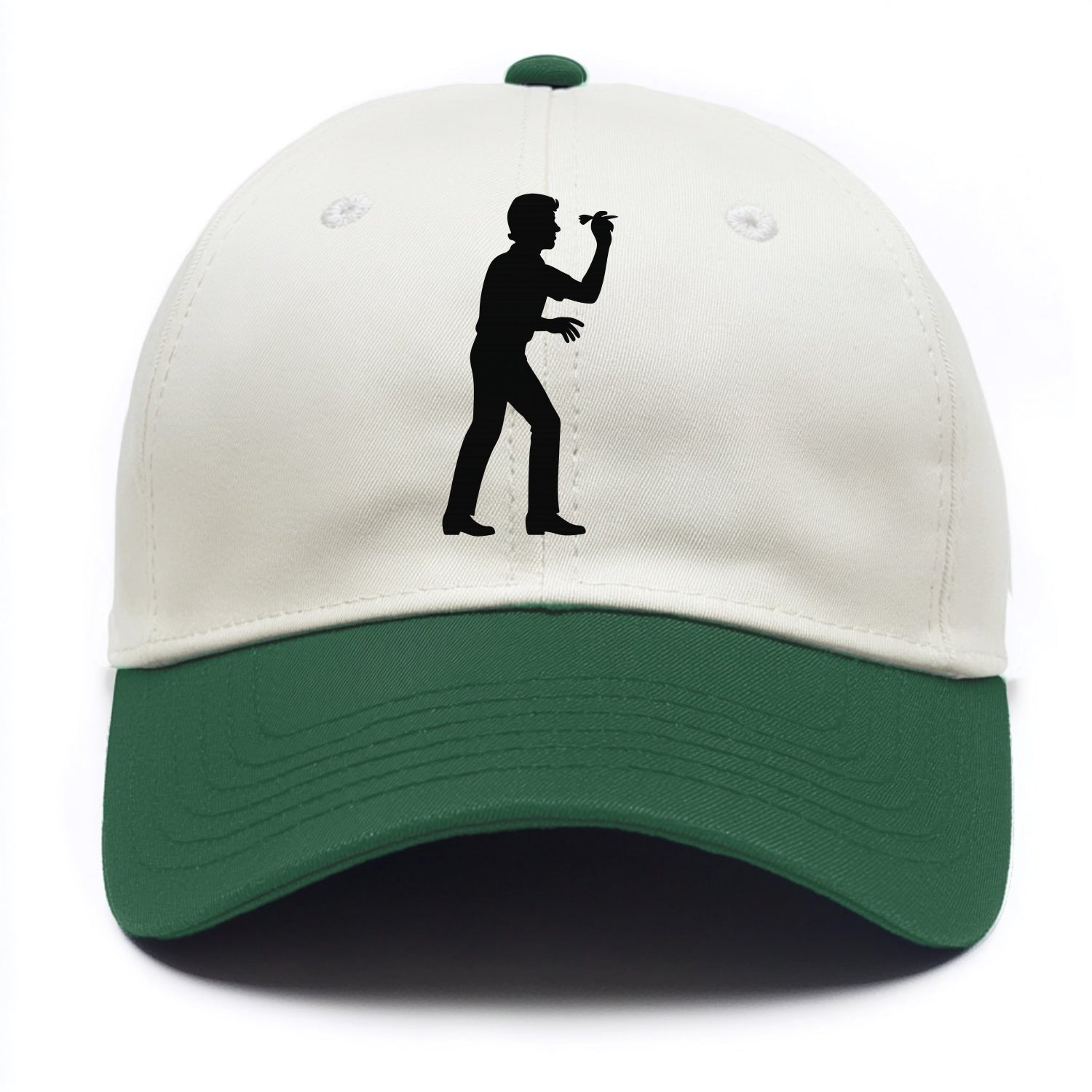 Darts player in throwing stance - Two Tone Cap - Green