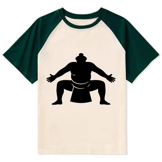 Japanese sumo wrestler ceremonial stance - Contrast Raglan T-shirt - Green