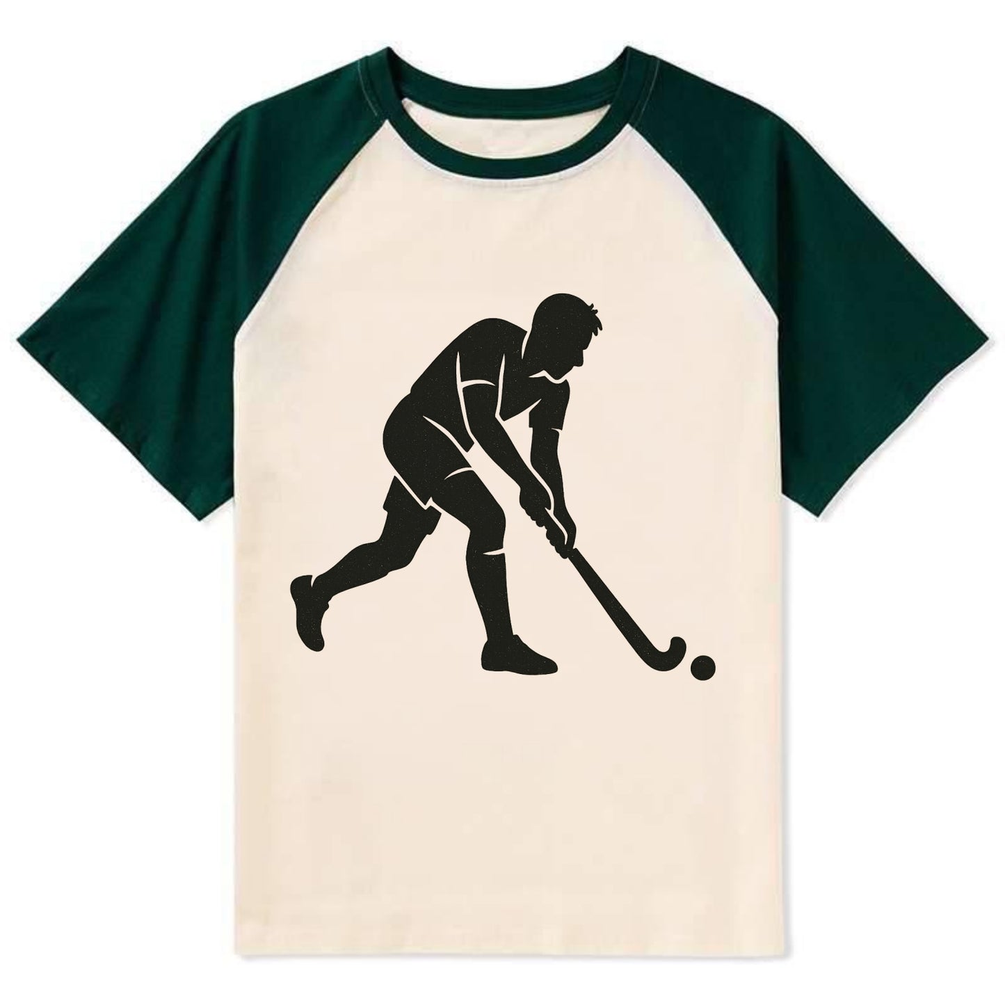 Field hockey player striking the ball - Contrast Raglan T-shirt - Green