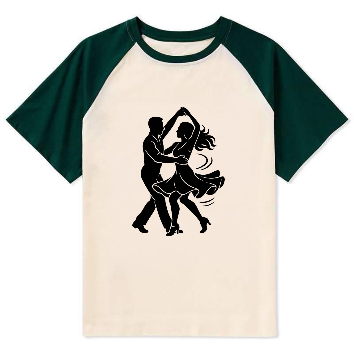 Salsa dancers spinning turn - Contrast Raglan T-shirt - Green