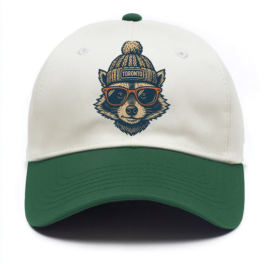 Toronto Raccoon wearing Toronto beanie w - Two Tone Cap - Green