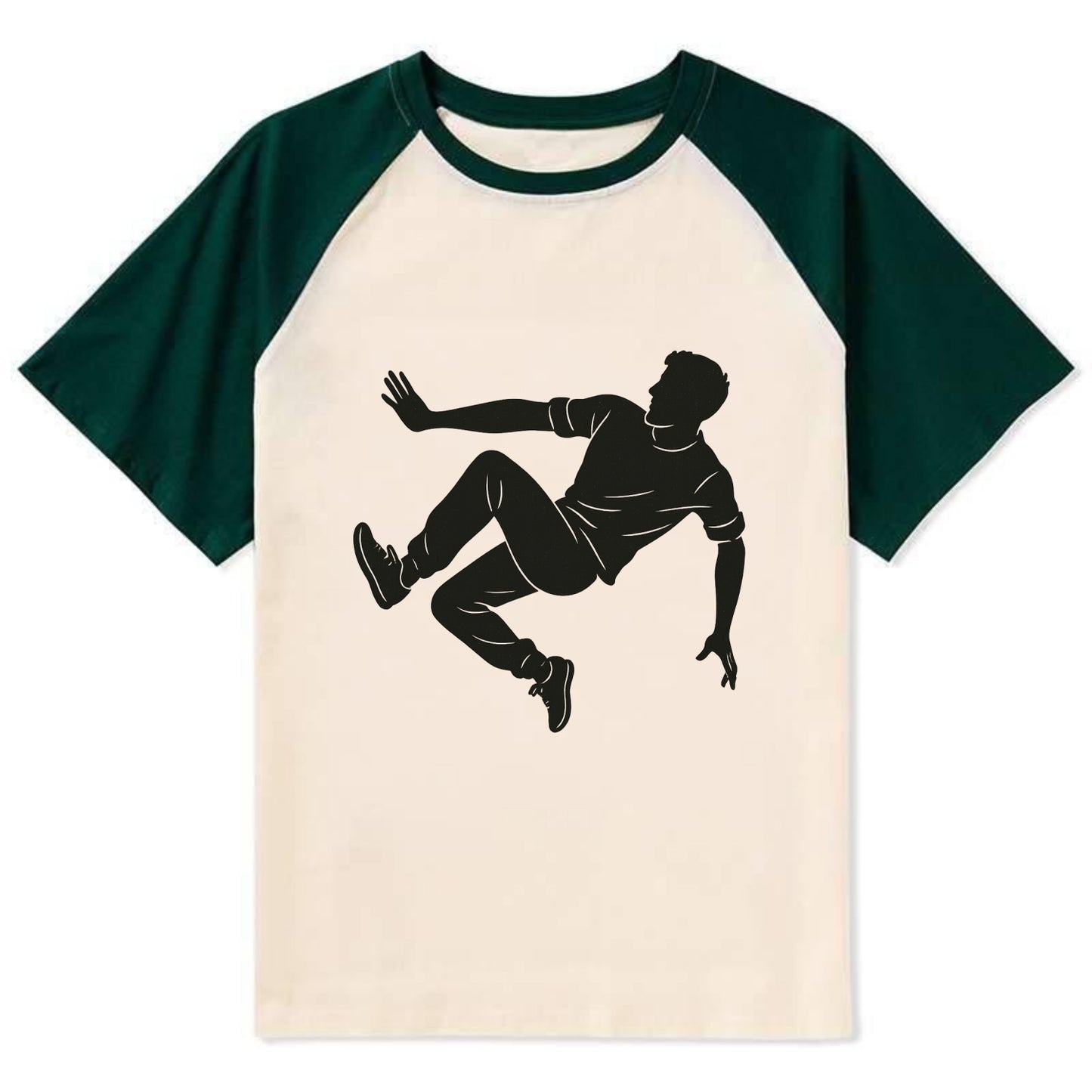 Parkour athlete wall run - Contrast Raglan T-shirt - Green