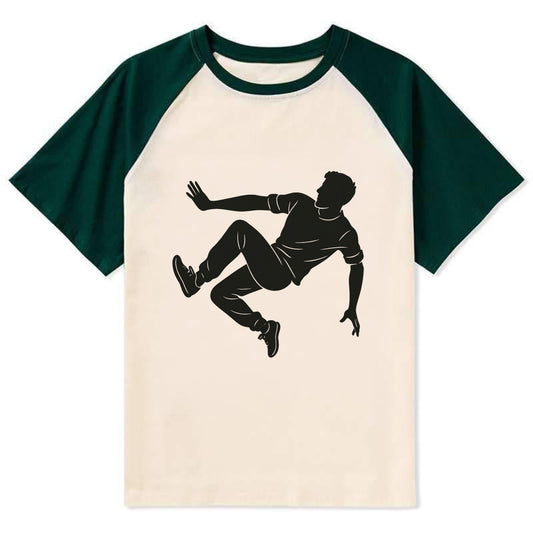 Parkour athlete wall run - Contrast Raglan T-shirt - Green