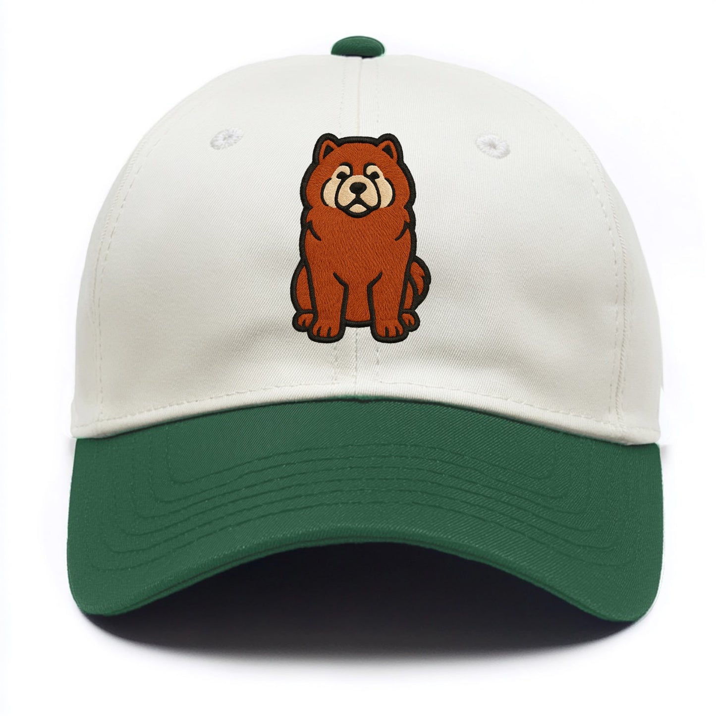 Chow Chow - Red fluffy sitting pose - Two Tone Cap - Green