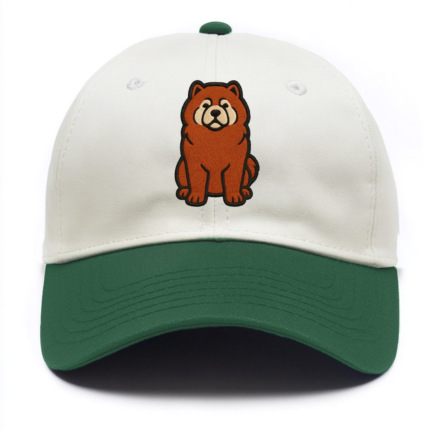 Chow Chow - Red fluffy sitting pose - Two Tone Cap - Green