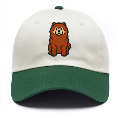 Chow Chow - Red fluffy sitting pose - Two Tone Cap - Green