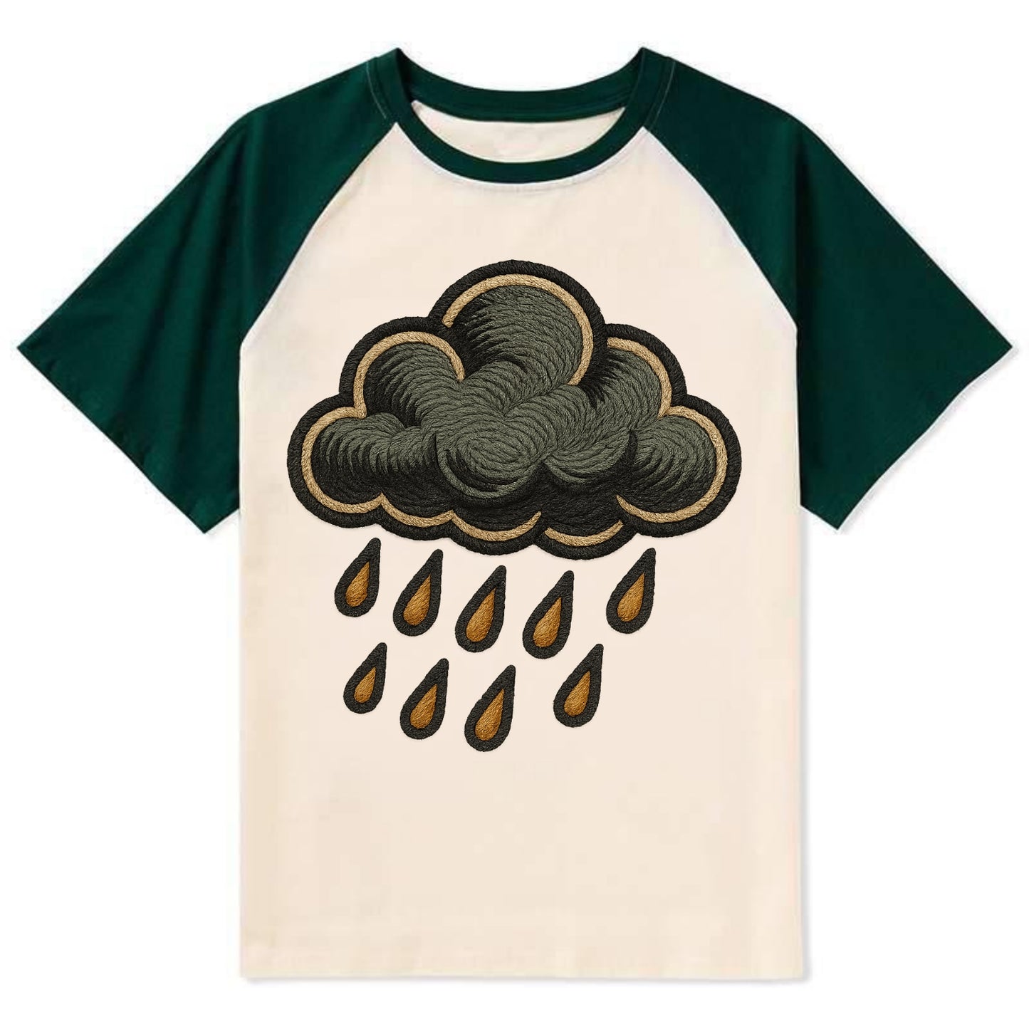 Rain Cloud  - Contrast Raglan T-shirt - Green