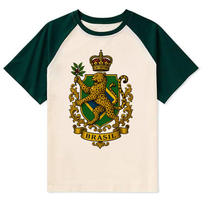 Brazil Jaguar Emblem  - Contrast Raglan T-shirt - Green