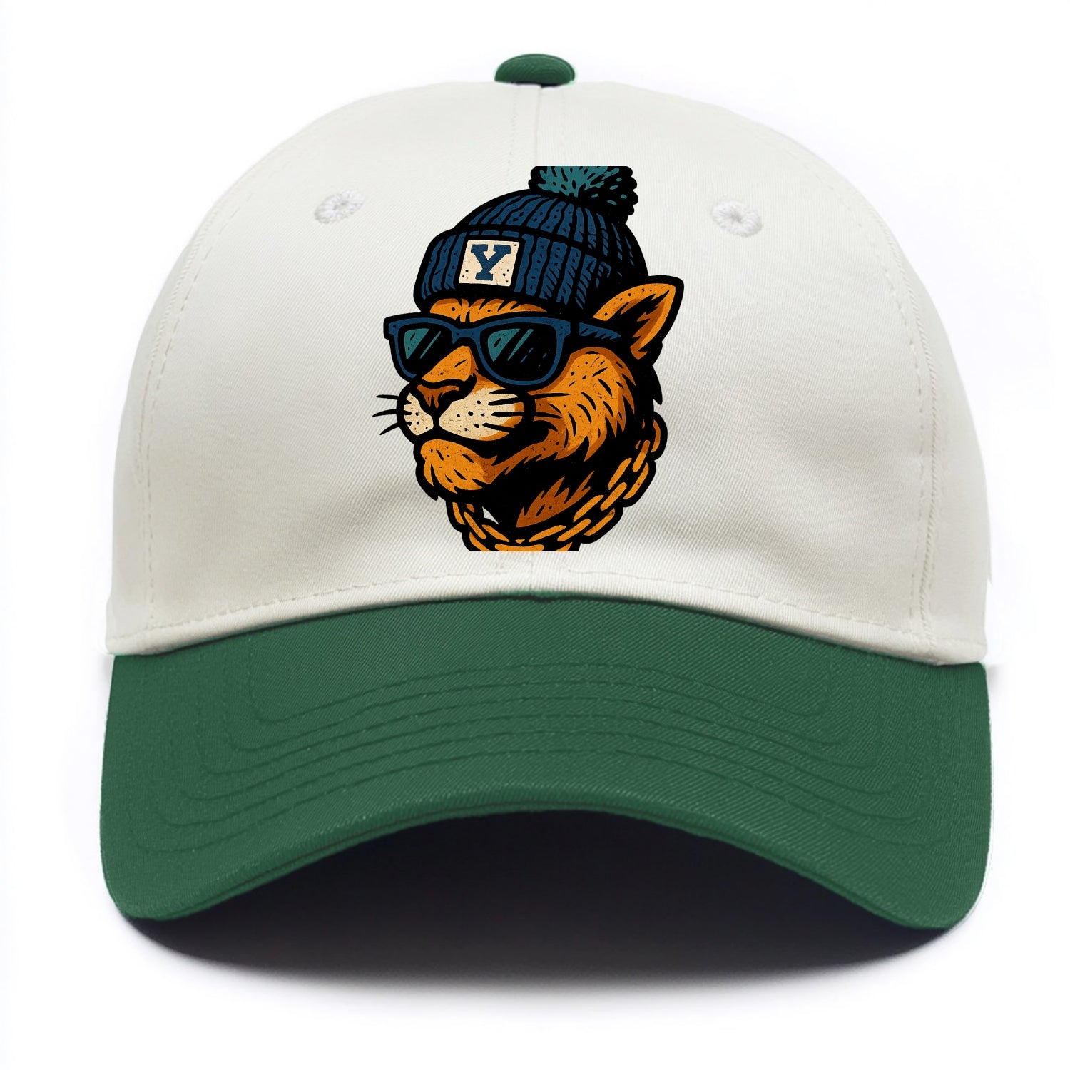 Provo Cougar wearing BYU beanie with Y patch - Two Tone Cap - Green
