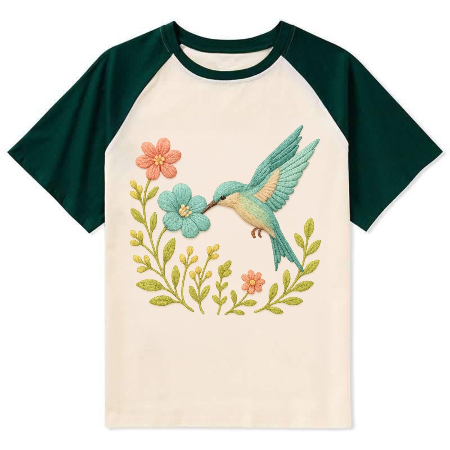 Mint Bee-Eater - Contrast Raglan T-shirt - Green