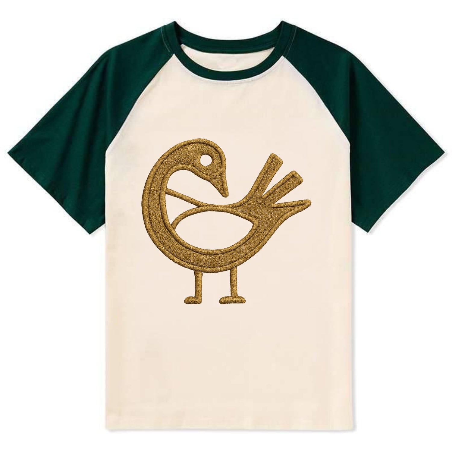 Adinkra Sankofa  - Contrast Raglan T-shirt - Green