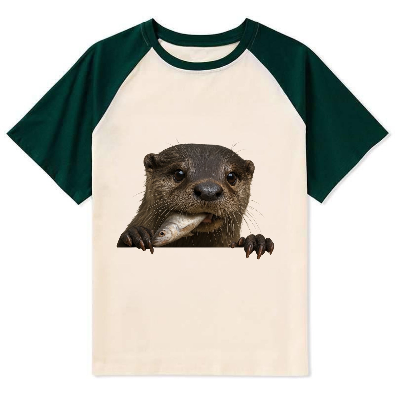 River Otter  - Contrast Raglan T-shirt - Green