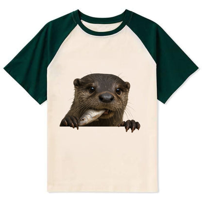 River Otter  - Contrast Raglan T-shirt - Green