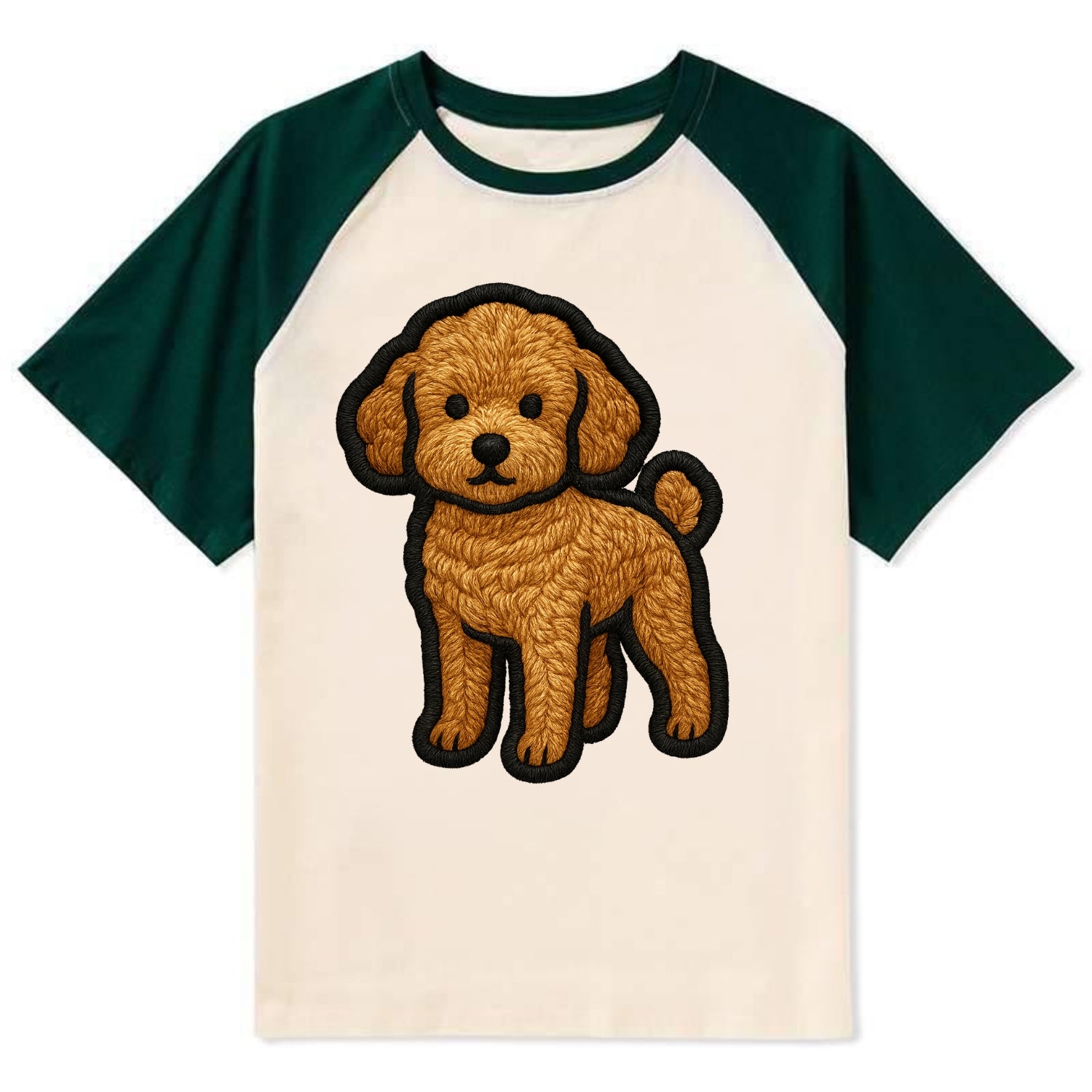 Toy Poodle - Trendy miniature design wit - Contrast Raglan T-shirt - Green