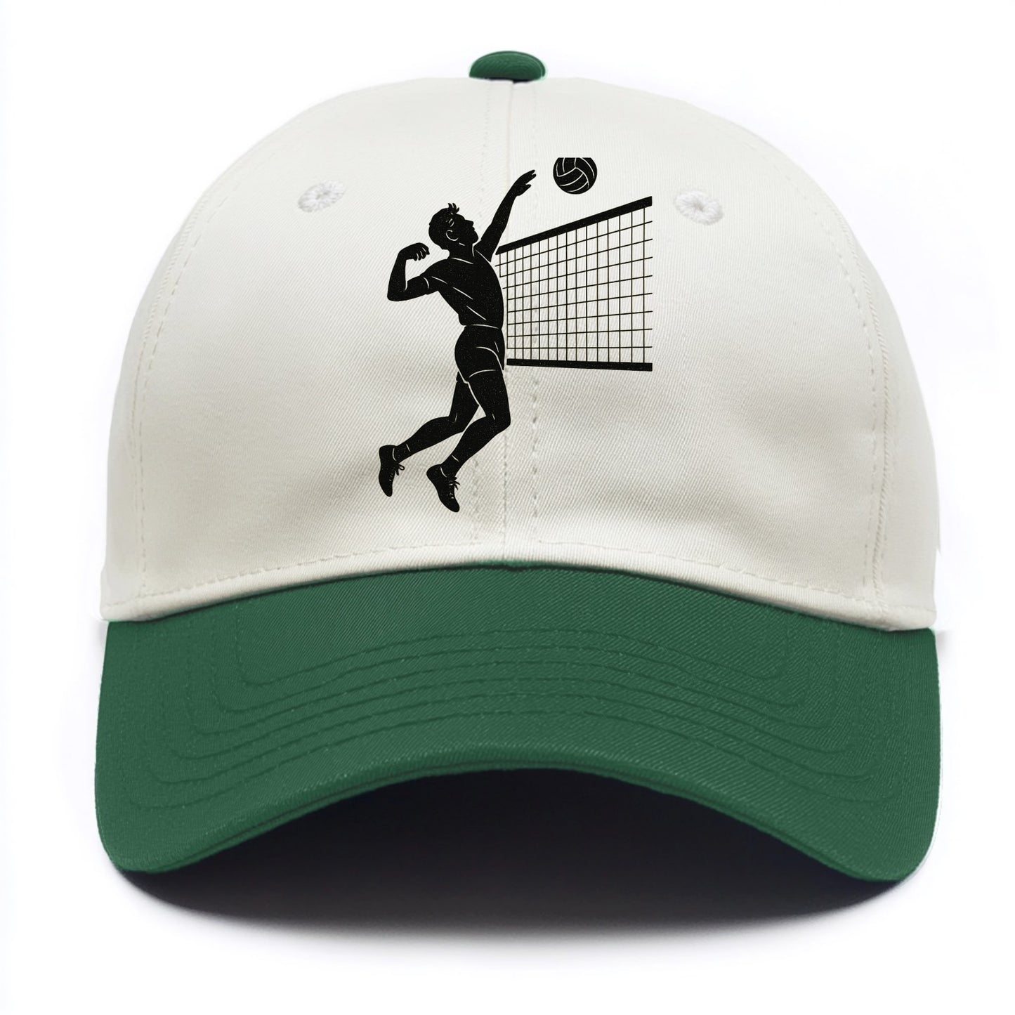 Volleyball player spiking at the net - Two Tone Cap - Green