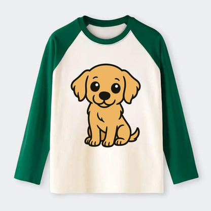 Golden Retriever - Head tilt curious pose - Raglan Long Sleeve T-Shirt - Green
