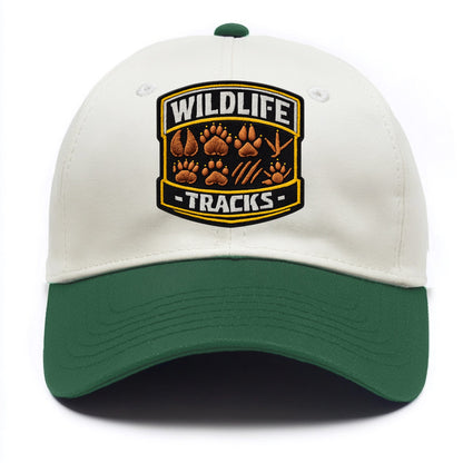 WILDLIFE TRACKS - animal footprints in brown , tracker - Two Tone Cap - Green