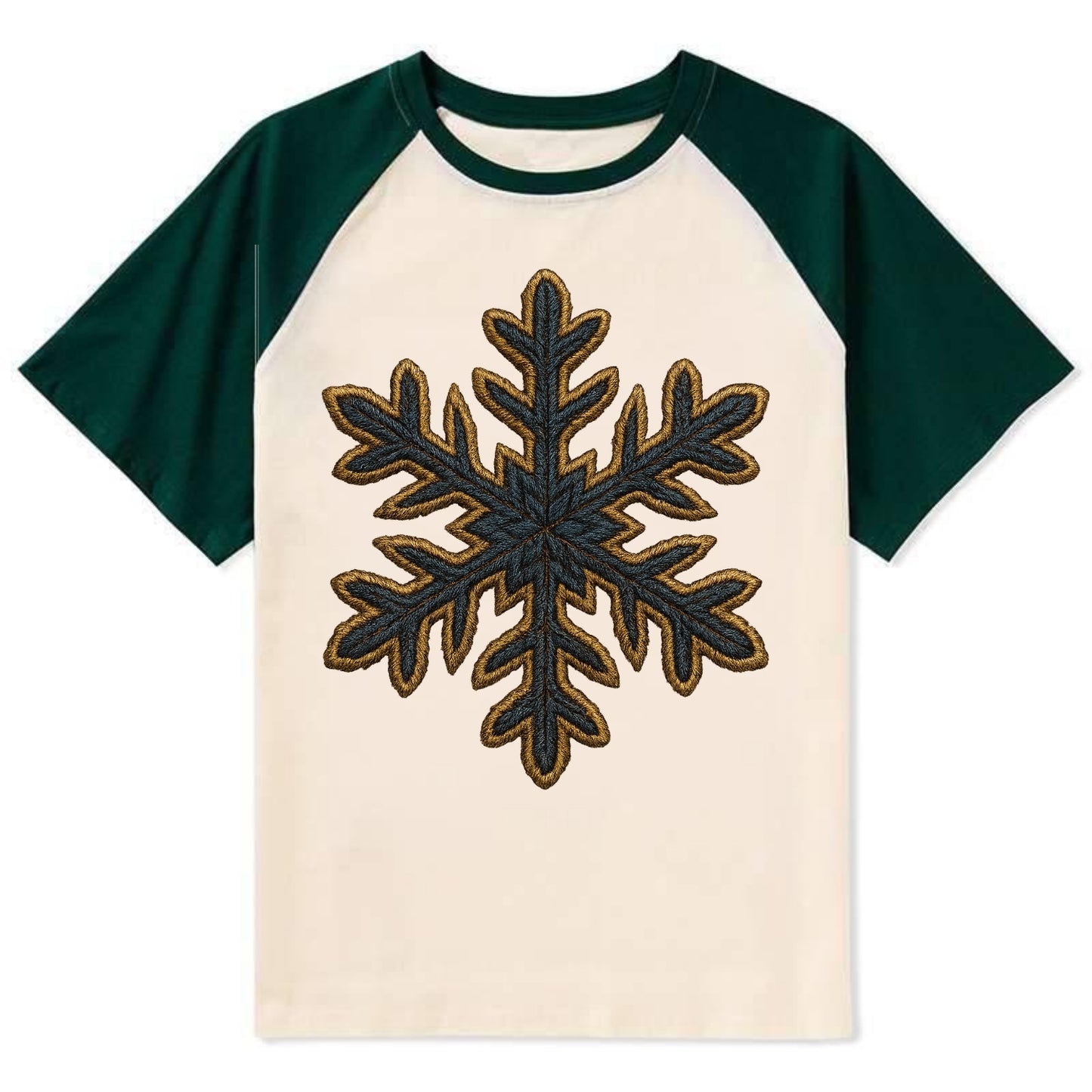 Snowflake  - Contrast Raglan T-shirt - Green