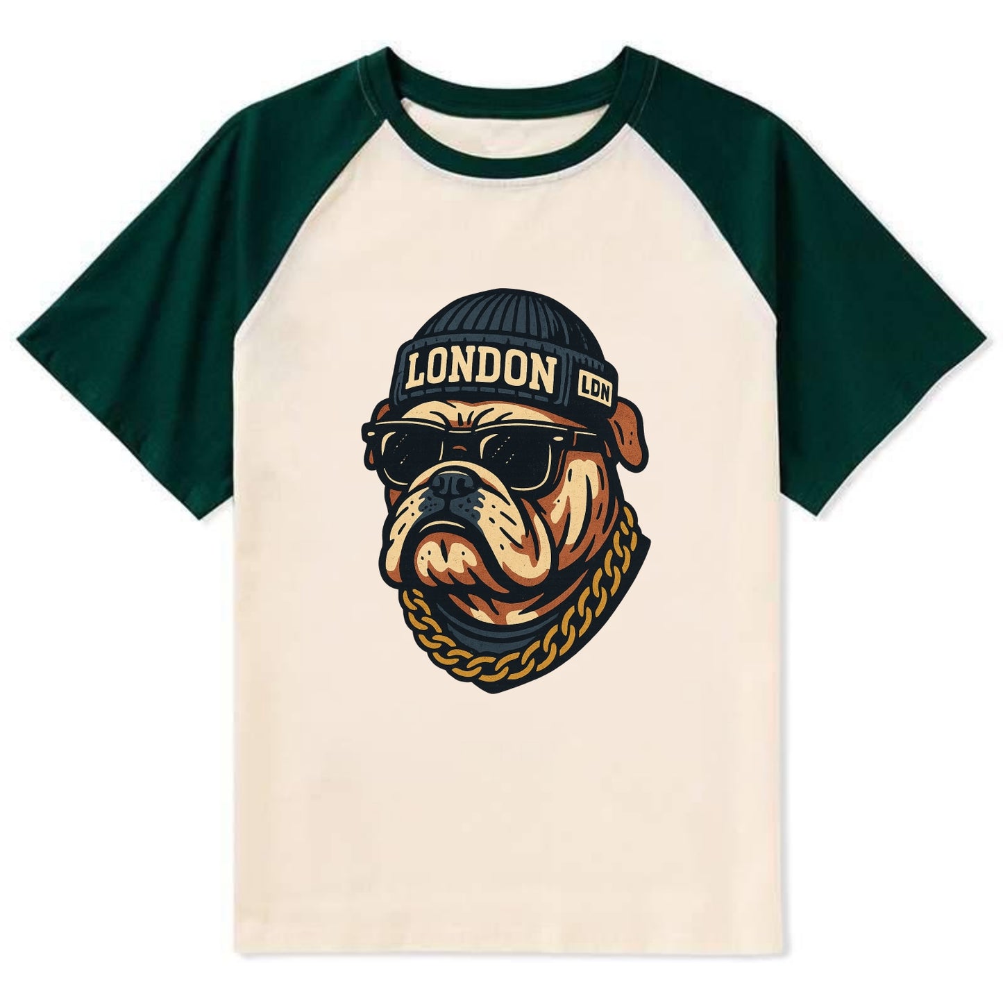 London Bulldog - Contrast Raglan T-shirt - Green