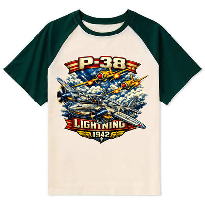 P 38 Lightning - Contrast Raglan T-shirt - Green