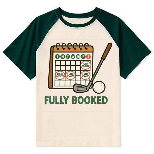 Calendar with every weekend marked for golf - Fully Booked - golf - Contrast Raglan T-shirt