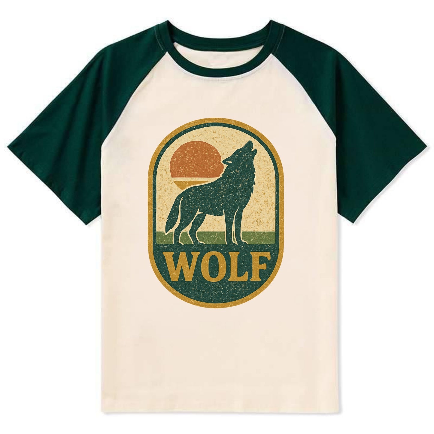 Carbon Fiber Wolf  - Contrast Raglan T-shirt - Green