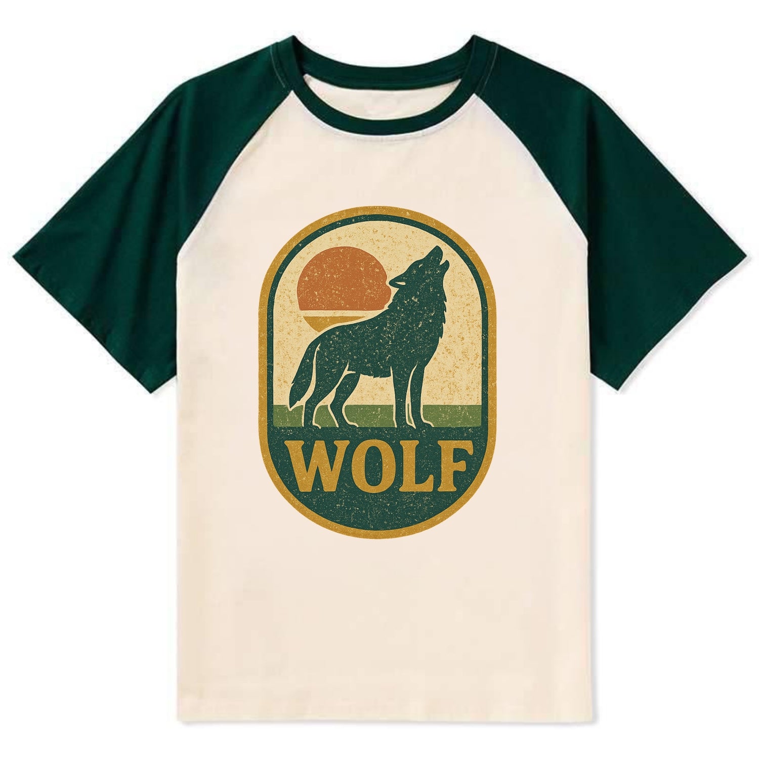 Carbon Fiber Wolf  - Contrast Raglan T-shirt - Green