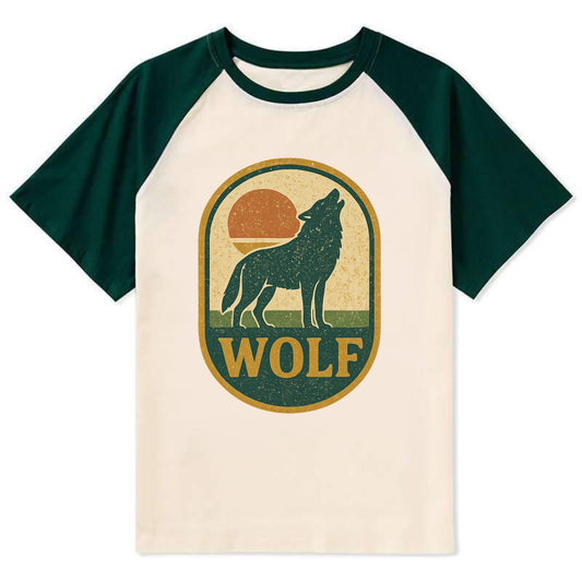 Carbon Fiber Wolf  - Contrast Raglan T-shirt - Green