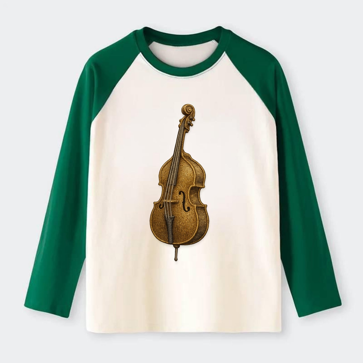 Acoustic Bass  - Raglan Long Sleeve T-Shirt - Green