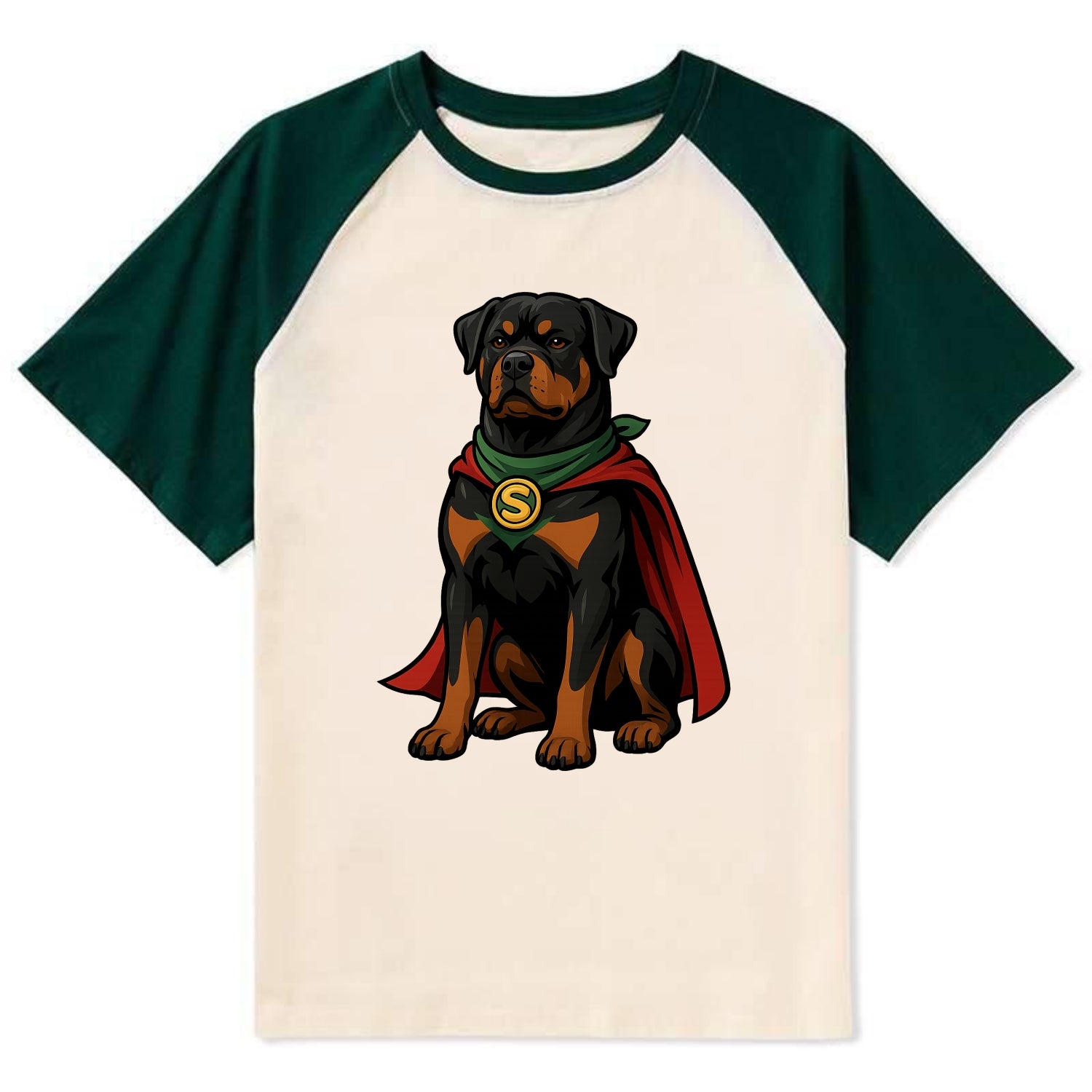 Rottweiler Strong Hero  - Contrast Raglan T-shirt - Green