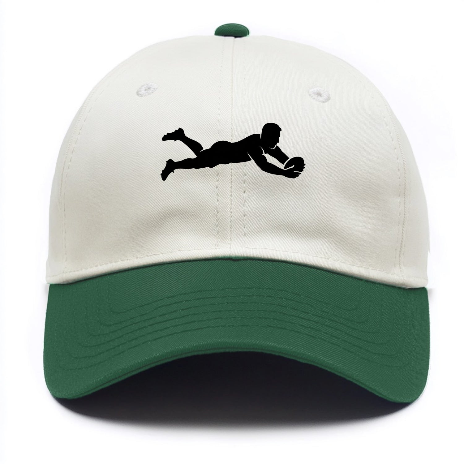 Rugby player diving for try - Two Tone Cap - Green