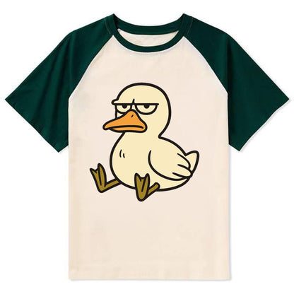 The Duck Judging Silently - Contrast Raglan T-shirt - Green