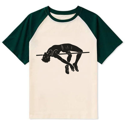 High jumper arching over bar - Contrast Raglan T-shirt - Green