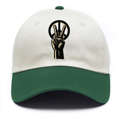 Peace sign hand gesture - anti-war movement ink brushstrokes - Two Tone Cap - Green