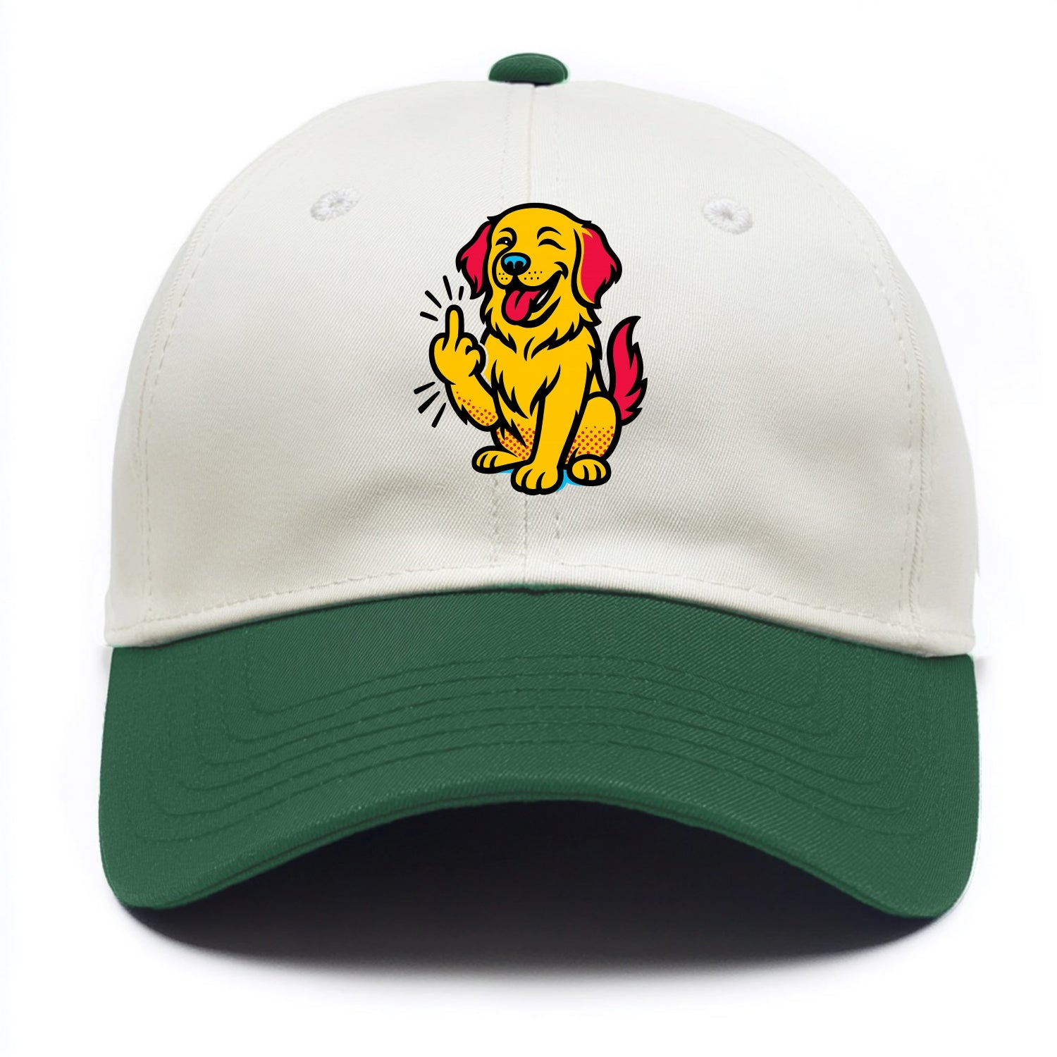 Golden Retriever with happy smile and golden coat, fluffy paw raised - Two Tone Cap - Green