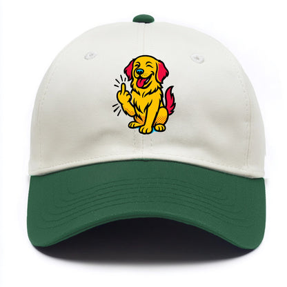 Golden Retriever with happy smile and golden coat, fluffy paw raised - Two Tone Cap - Green