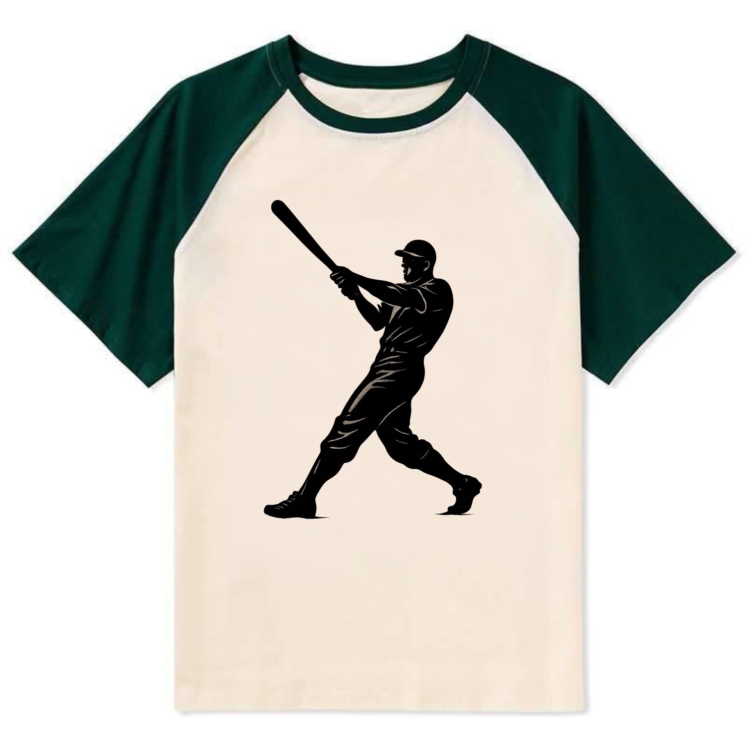 Baseball batter in full swing - Contrast Raglan T-shirt - Green